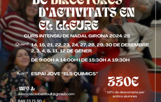 Cartell promocional del Curs intensiu de directors d'activitats de lleure a Girona, Espanya, del 14 al 30 de desembre de 2024.