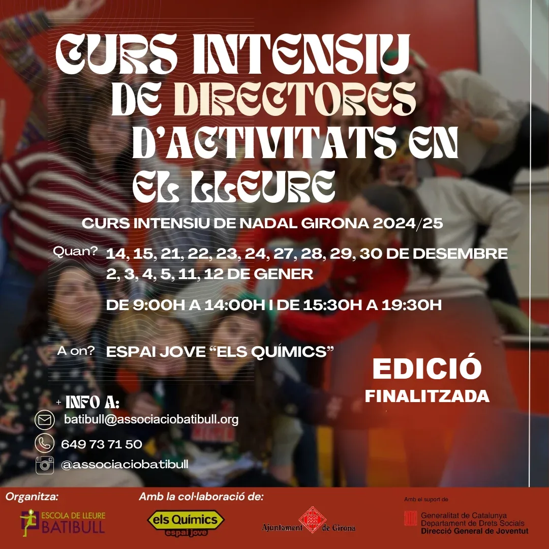 Cartell del curs intensiu de directors d’activitats de lleure Nadal 2024 a Girona, edició finalitzada