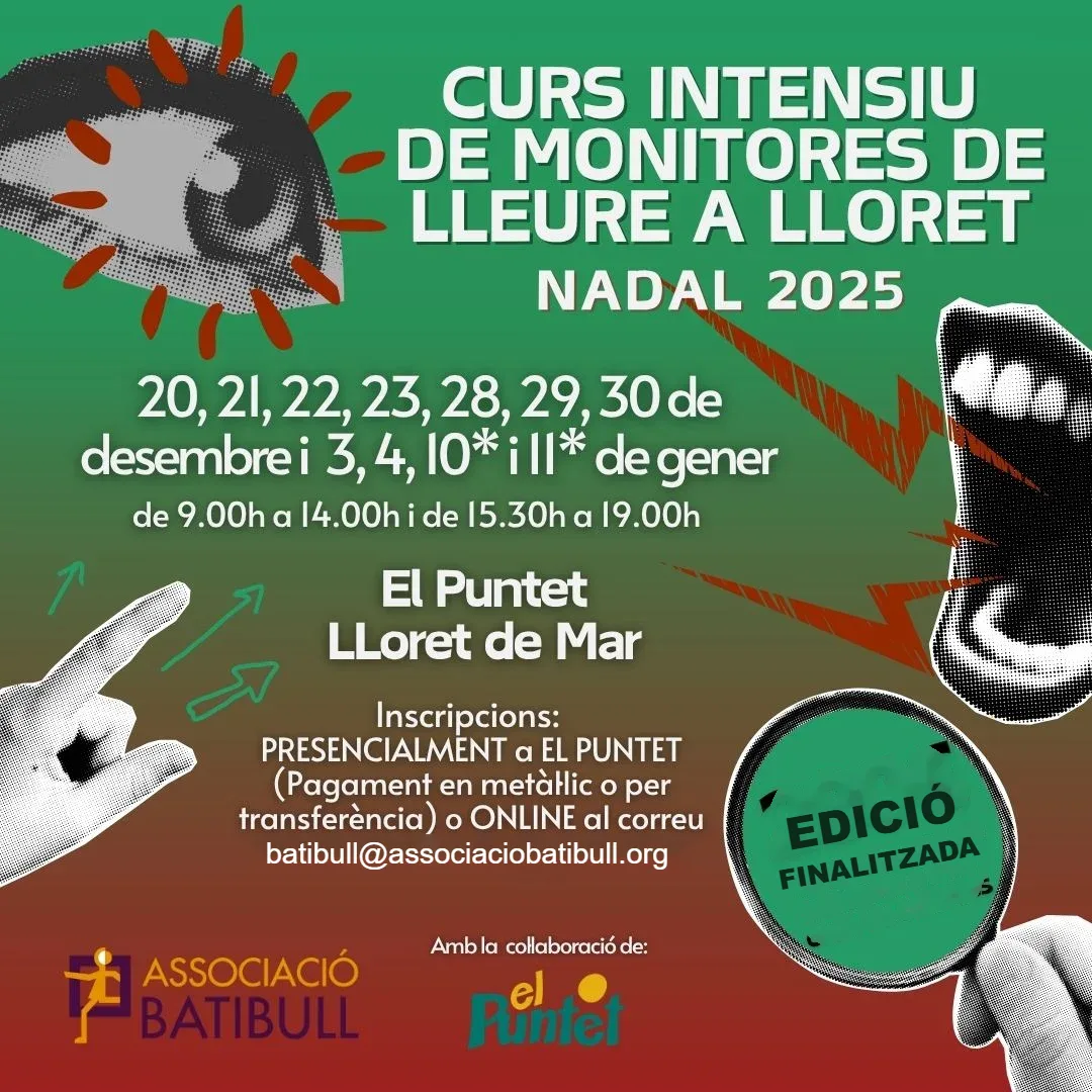 Cartell del curs intensiu de monitors de lleure Nadal 2025 a Lloret de Mar, edició finalitzada